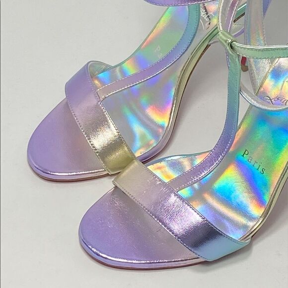 Christian Louboutin 100mm Mara Meatllic Leather Sandals size 37 - Picture 8 of 14